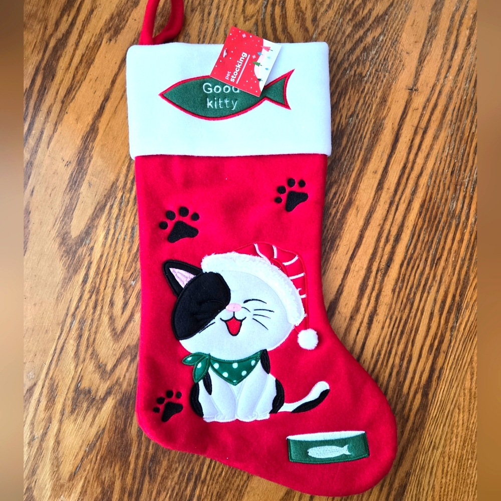 👀50% OFF - NWT‼️ ADORABLE "Good Kitty" Pet Christmas Stocking
